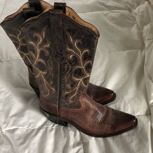 Old West Brown Womens Fancy Stitch Cowboy Boots